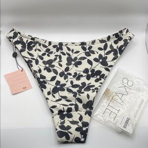 Skatie Black and White Floral Bikini Bottom